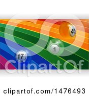 Poster, Art Print Of 3d Rainbow Curve With Numbered Bingo Balls With Shaded Top And Bottom Panels