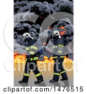 Poster, Art Print Of Firemen Against Smoke And Flames