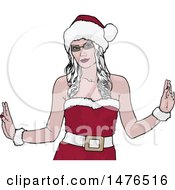 Clipart Of A Woman In A Santa Suit Royalty Free Vector Illustration