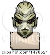 Poster, Art Print Of Goblin Head Over A Blank Sign
