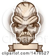 Poster, Art Print Of Zombie Head Over A Blank Banner