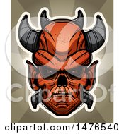 Clipart Of A Demon Head Over Rays Royalty Free Vector Illustration