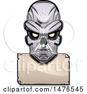 Poster, Art Print Of Ghoul Head Over A Blank Sign
