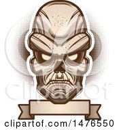 Clipart Of A Ghoul Head Over A Blank Banner Royalty Free Vector Illustration by Cory Thoman