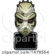 Clipart Of A Lizard Man Head Over A Blank Sign Royalty Free Vector Illustration