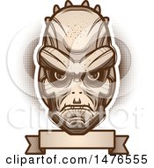 Clipart Of A Lizard Man Head Over A Blank Banner Royalty Free Vector Illustration by Cory Thoman