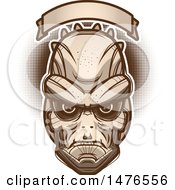 Clipart Of A Lizard Man Head Under A Blank Banner Royalty Free Vector Illustration