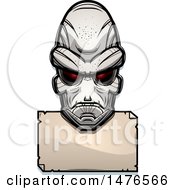 Poster, Art Print Of Alien Head Over A Blank Sign