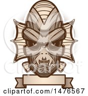 Clipart Of A Creature Head Over A Blank Banner Royalty Free Vector Illustration by Cory Thoman