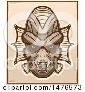 Clipart Of A Creature Head Sepia Poster Royalty Free Vector Illustration