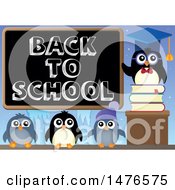 Poster, Art Print Of Professor Penguin With Students And A Back To School Blackboard