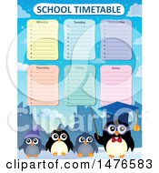 Clipart Of A School Time Table With Penguins Royalty Free Vector Illustration