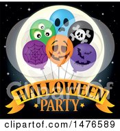 Clipart Of A Halloween Party Design With Balloons Royalty Free Vector Illustration by visekart