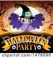 Poster, Art Print Of Halloween Party Design With A Witch Owl