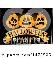 Poster, Art Print Of Halloween Party Design With Jackolantern Pumpkins