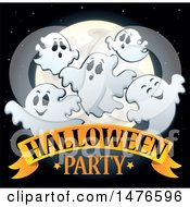 Poster, Art Print Of Halloween Party Design With Ghosts