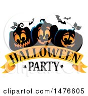 Halloween Party Design With Jackolantern Pumpkins And Bats