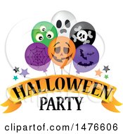 Clipart Of A Halloween Party Design With Balloons Royalty Free Vector Illustration