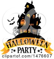 Poster, Art Print Of Halloween Party Design With A Haunted House
