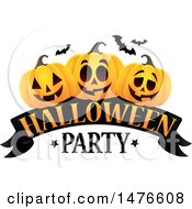 Poster, Art Print Of Halloween Party Design With Jackolantern Pumpkins And Bats