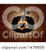 Clipart Of A Halloween Jackolantern Pumpkin Over Rays Royalty Free Vector Illustration