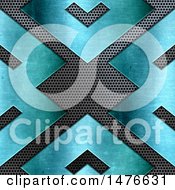 Clipart Of A Blue And Perforated Metal Background Royalty Free Illustration