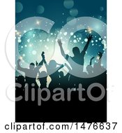Clipart Of A Silhouetted Crowd Under Lights Royalty Free Vector Illustration