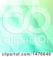 Clipart Of A Green Low Polygon Geometric And Connection Background Royalty Free Vector Illustration