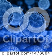 Clipart Of A 3d Blue Virus Cells Background Royalty Free Illustration