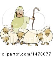 Poster, Art Print Of Shepherd Guarding His Sheep