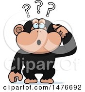 Clipart Of A Confused Chimpanzee Monkey Scratching His Head Royalty Free Vector Illustration