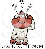 Clipart Of A Confused Macaque Monkey Scratching His Head Royalty Free Vector Illustration