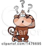 Clipart Of A Confused Monkey Scratching His Head Royalty Free Vector Illustration
