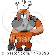 Clipart Of A Confused Orangutan Monkey Scratching His Head Royalty Free Vector Illustration by Cory Thoman