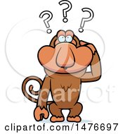 Clipart Of A Confused Proboscis Monkey Scratching His Head Royalty Free Vector Illustration