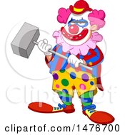 Poster, Art Print Of Scary Evil Clown Holding A Hammer
