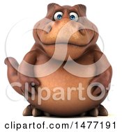 3d Brown Tommy Tyrannosaurus Rex Dinosaur Mascot On A White Background