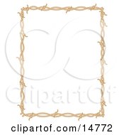 Poster, Art Print Of Rectangle Border Frame Of Barbed Wire Over A White Background