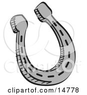 Metal Lucky Horseshoe Over A White Background Clipart Illustration