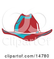 Poster, Art Print Of Red Cowboy Hat Cast In Blue Lighting