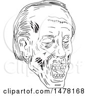 Poster, Art Print Of Zombie Head In Sketch Style