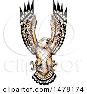 Tattoo Styled Swooping Osprey On A White Background