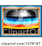 Poster, Art Print Of 3d Silver Disco Music Ball With Colorful Stripes And Frames