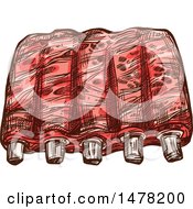 Clipart Of A Sketched Rack Of Ribs Royalty Free Vector Illustration