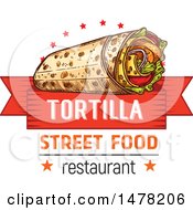 Clipart Of A Sketched Burrito And Text Design Royalty Free Vector Illustration