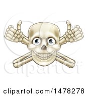 Poster, Art Print Of Cartoon Human Skull And Crossbone Arms With Thumbs Up