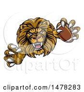 Poster, Art Print Of Tough Clawed Male Lion Monster Holding A Football