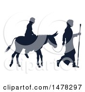 Poster, Art Print Of Silhouetted Virgin Mary On A Donkey And Joseph