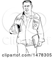 Clipart Of A Black And White Male Worker Holding A Hardhat Royalty Free Vector Illustration by dero
