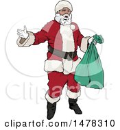 Poster, Art Print Of Santa Claus Holding A Green Bag